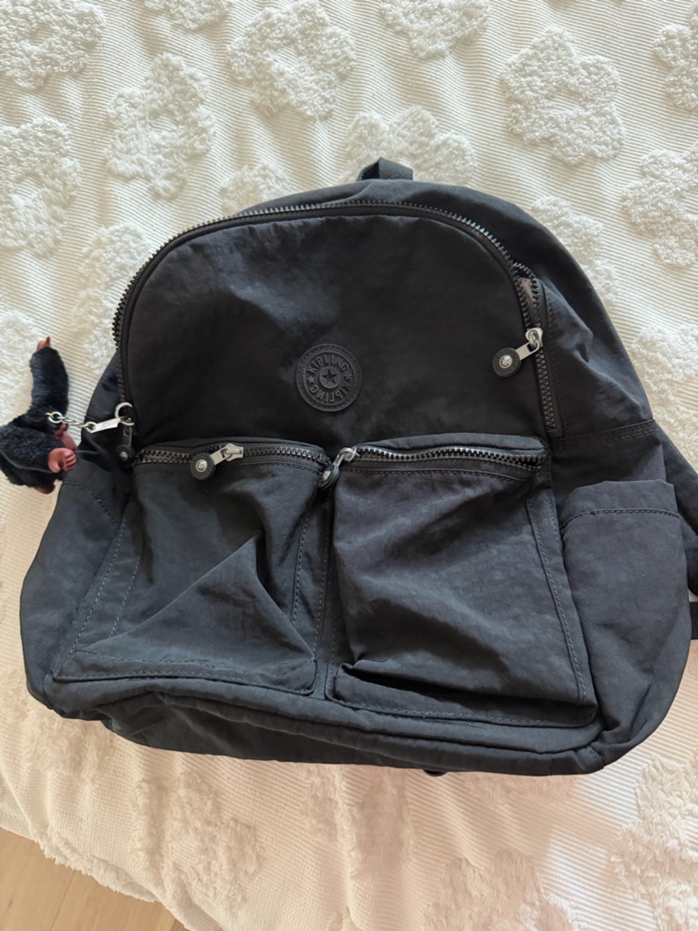 Kipling Black Crossbody with Light Gray Lining
